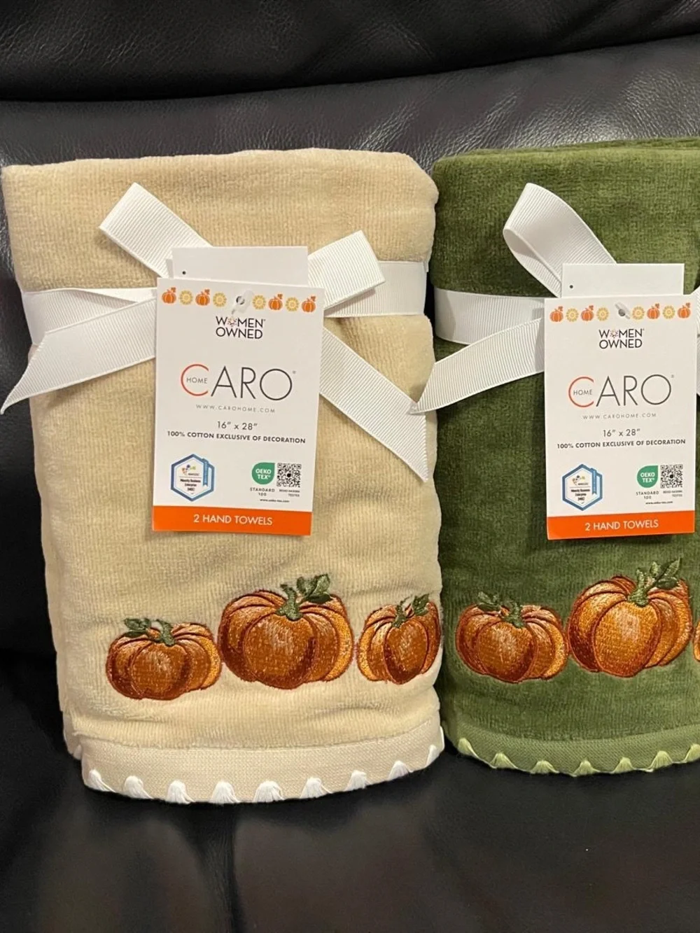 Thanksgiving CARO HOME Pumpkin Hand Towels (2) Thanksgiving Pumpkin Towels